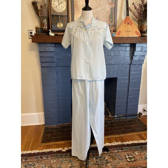 Vintage PHILMAID Two Piece PAJAMA SET SIZE 36 Embroidered M/ L Daisy Women’s - Picture 2 of 16